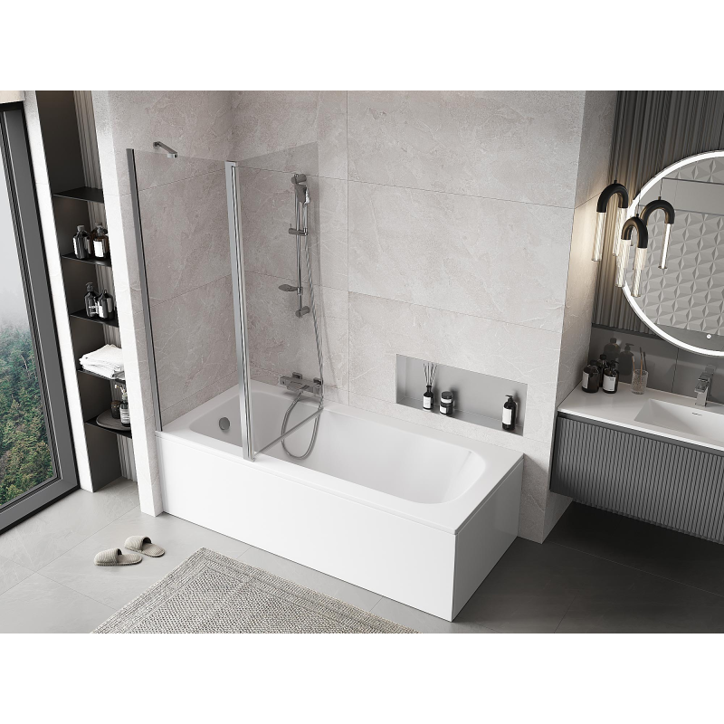 Mexen Mist paravan de baie cu 2 uși 130 x 150 cm, transparent, crom - 8A9-130-011-01-00