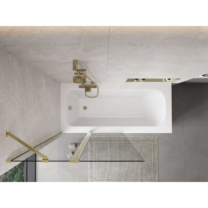 Mexen Mist 2 szárnyú fürdőkádparaván 100 x 150 cm, átlátszó, arany - 8A9-100-011-50-00