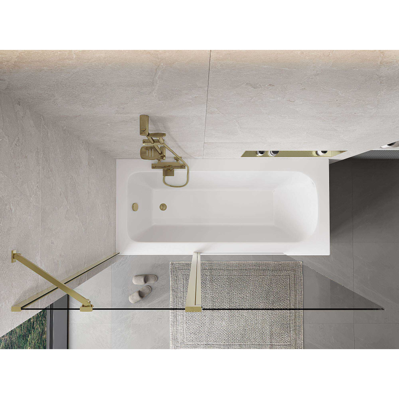 Mexen Mist paravan de duș cu 2 panouri 140 x 150 cm, transparent, auriu - 8A9-140-011-50-00