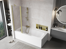 Mexen Mist 2-szárnyas fürdőkádfal 120 x 150 cm, átlátszó, arany szálcsiszolt - 8A9-120-011-55-00