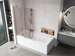 Mexen Mist 2 szárnyú kádparaván 120 x 150 cm, átlátszó, kefélt réz - 8A9-120-011-65-00