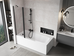 Mexen Mist paravan pentru cadă 2-arii 120 x 150 cm, transparent, negru - 8A9-120-011-70-00