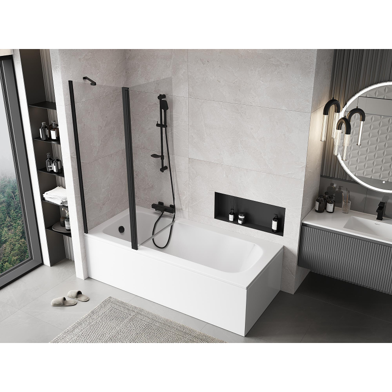 Mexen Mist paravan de baie cu 2 uși 130 x 150 cm, transparent, negru - 8A9-130-011-70-00