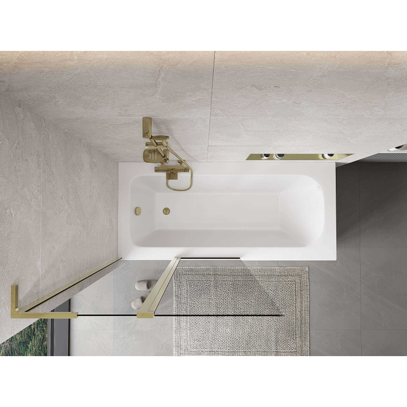 Mexen Mist L paravan de cadă cu 2 panouri pliabile 100 x 150 cm, transparent, auriu - 8A9L-100-011-50-00