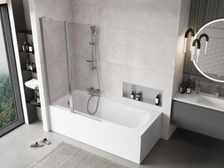 Mexen Mist L paravan cadă cu 2 panouri 110 x 150 cm, transparent, crom - 8A9L-110-011-01-00