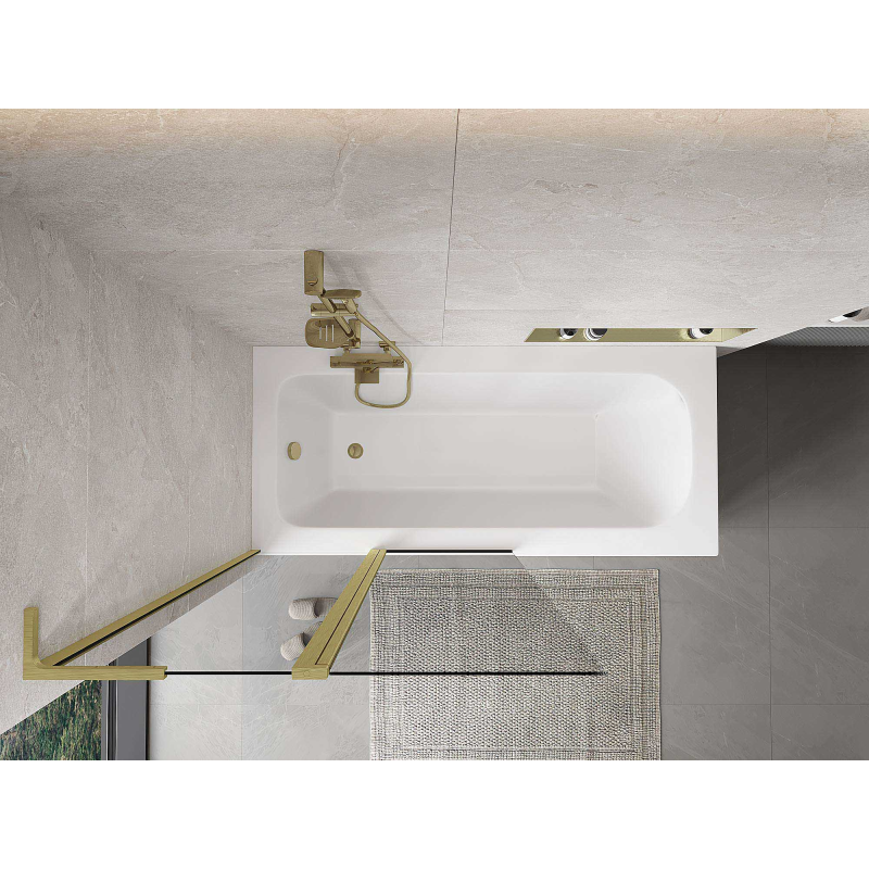 Mexen Mist L panou pentru cadă cu 2 foi 100 x 150 cm, transparent, auriu periat - 8A9L-100-011-55-00