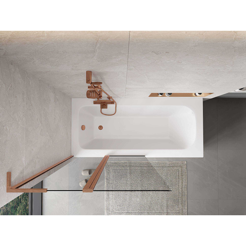 Mexen Mist L kádparaván 2-szárnyú 100 x 150 cm, átlátszó, matt réz - 8A9L-100-011-65-00