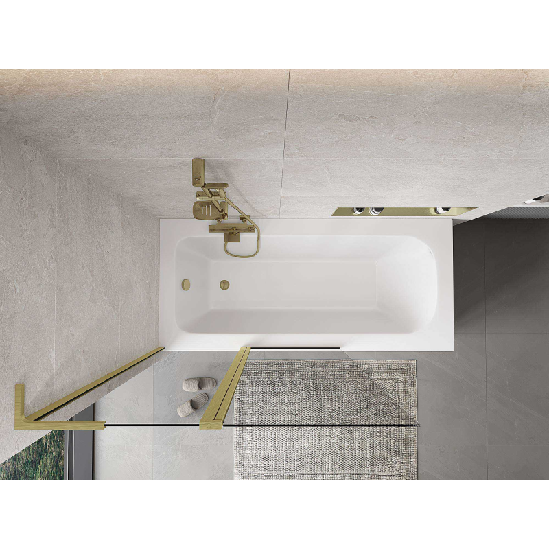 Mexen Mist L paravan cadă cu 2 uși 110 x 150 cm, transparent, auriu periat - 8A9L-110-011-55-00