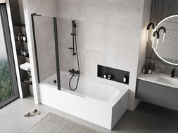 Mexen Mist L paravan cadă cu 2 panouri 120 x 150 cm, transparent, negru - 8A9L-120-011-70-00