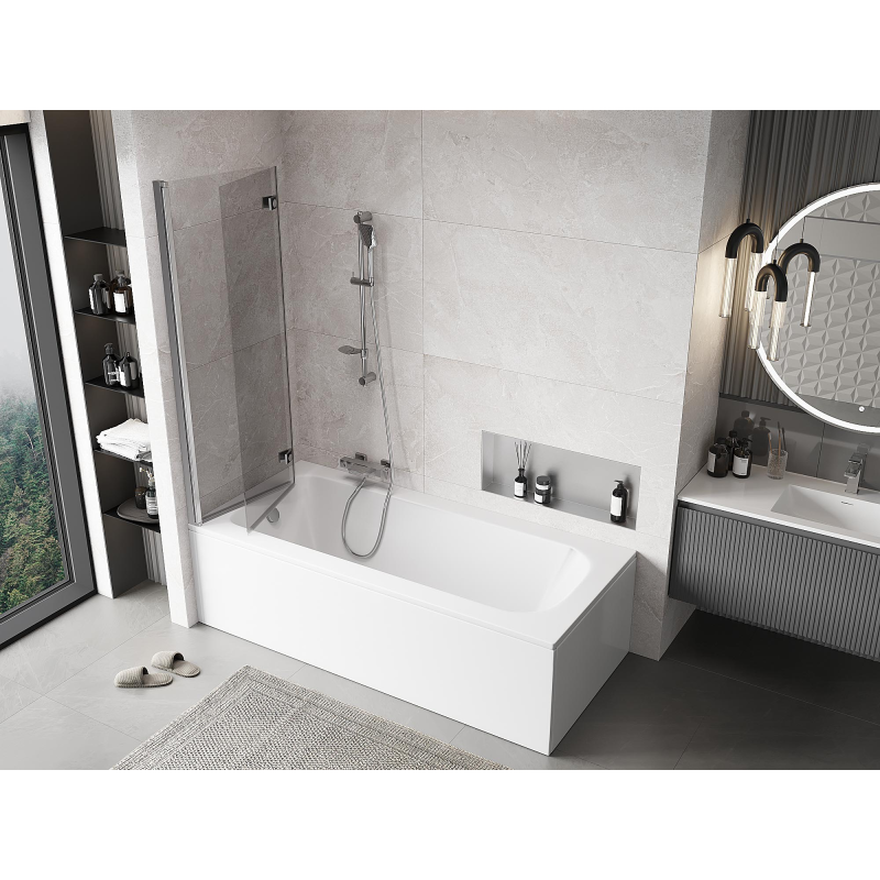 Mexen Mist pare-dus 2-panouri stânga 110 x 150 cm, transparent, crom - 8A9-110-002-01-00-L