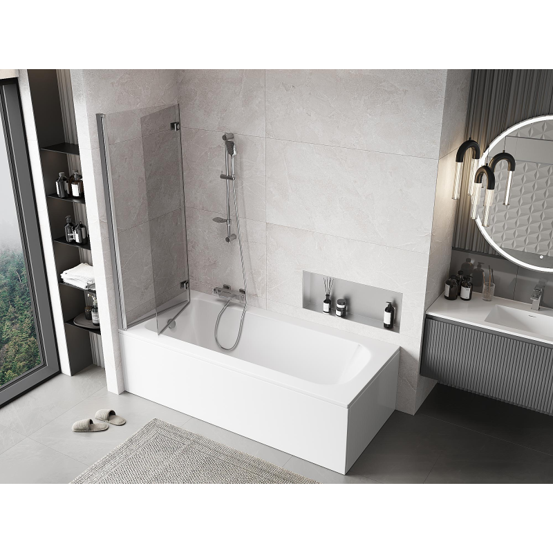 Mexen Mist 2 szárnyú bal fürdőkádparaván 120 x 150 cm, átlátszó, króm - 8A9-120-002-01-00-L