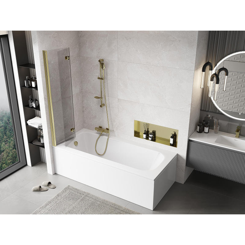 Mexen Mist paravan de duș cu 2 panouri stânga 80 x 150 cm, transparent, auriu - 8A9-080-002-50-00-L