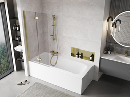 Mexen Mist paravan de duș cu 2 panouri stânga 80 x 150 cm, transparent, auriu - 8A9-080-002-50-00-L