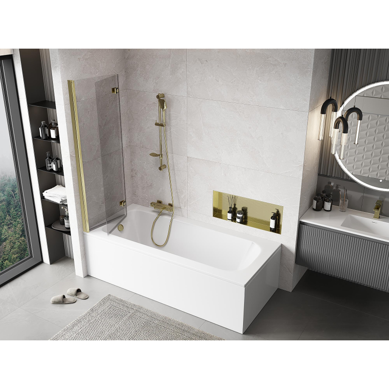 Mexen Mist paravan de duș cu 2 uși, stânga 100 x 150 cm, transparent, auriu - 8A9-100-002-50-00-L