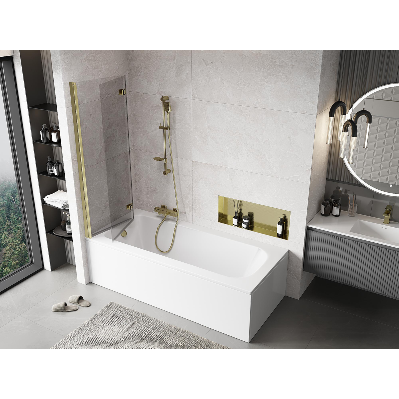 Mexen Mist paravan de duș 2-panouri stânga 110 x 150 cm, transparent, auriu - 8A9-110-002-50-00-L