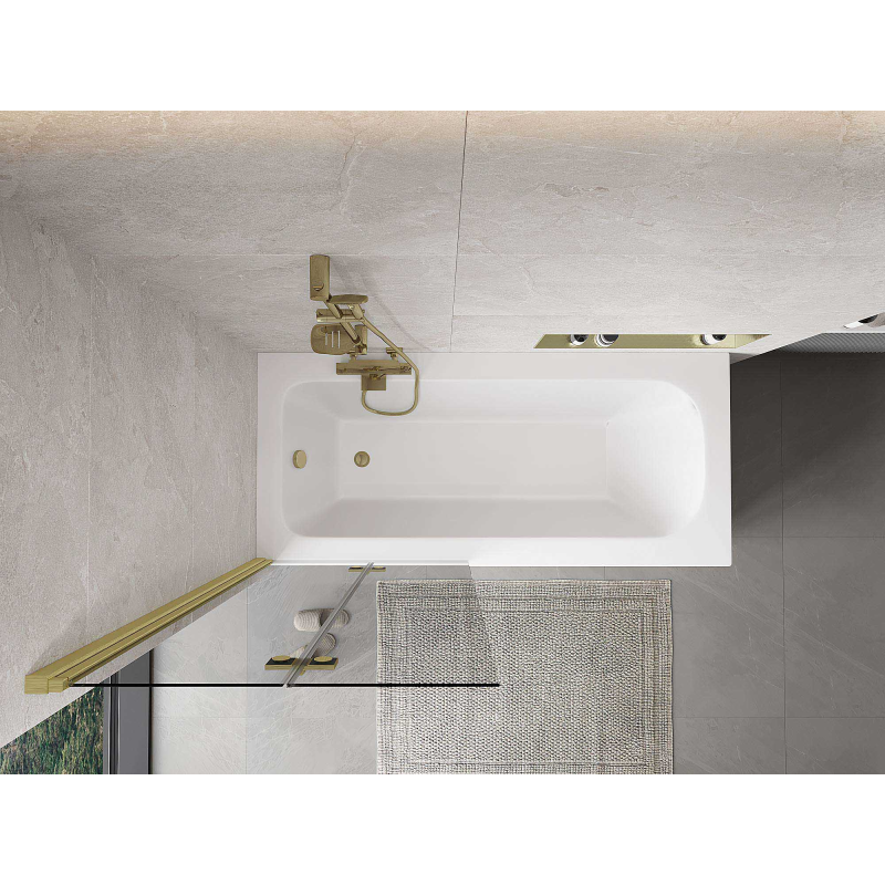 Mexen Mist 2-lemezes bal oldali kádparaván, 80 x 150 cm, áttetsző, arany szálcsiszolt - 8A9-080-002-55-00-L