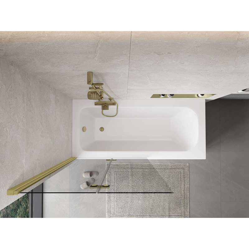 Mexen Mist 2-szárnyú bal oldali kádparaván 100 x 150 cm, átlátszó, arany szálcsiszolt - 8A9-100-002-55-00-L