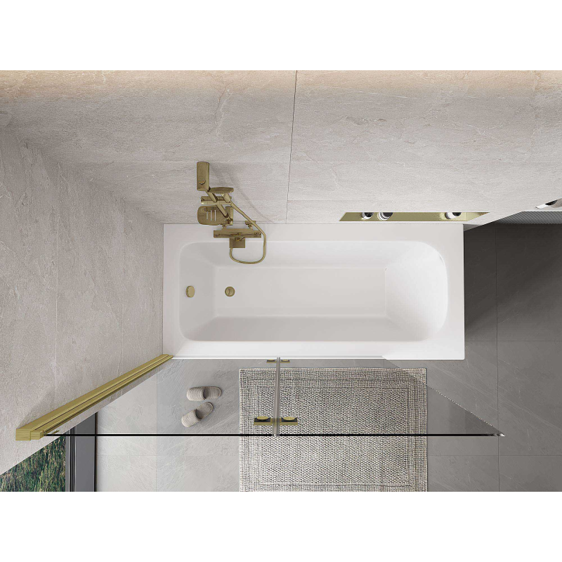 Mexen Mist paravan de duș cu 2 uși stânga 130 x 150 cm, transparent, auriu periat - 8A9-130-002-55-00-L