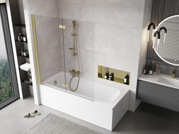 Mexen Mist paravan de duș cu 2 aripi stânga 140 x 150 cm, transparent, auriu periat - 8A9-140-002-55-00-L