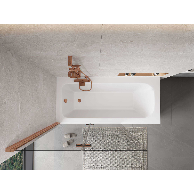 Mexen Mist 2-szárnyú bal oldali kádparaván 110 x 150 cm, átlátszó, csiszolt réz - 8A9-110-002-65-00-L