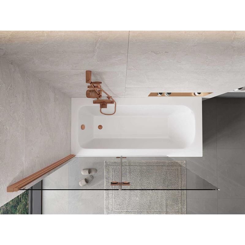 Mexen Mist 2-szárnyú bal oldali zuhanyfal 130 x 150 cm, átlátszó, kefezezett réz - 8A9-130-002-65-00-L