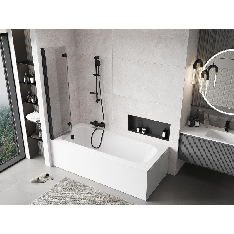 Mexen Mist paravan de duș cu 2 secțiuni, stânga, 80 x 150 cm, transparent, negru - 8A9-080-002-70-00-L