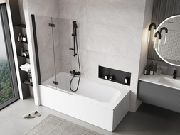 Mexen Mist paravan de baie cu 2 canaturi stânga 90 x 150 cm, transparent, negru - 8A9-090-002-70-00-L