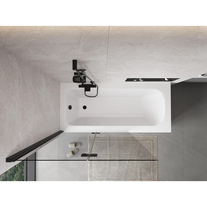 Mexen Mist 2-szárnyú bal oldali fürdőszobai paraván 110 x 150 cm, átlátszó, fekete - 8A9-110-002-70-00-L