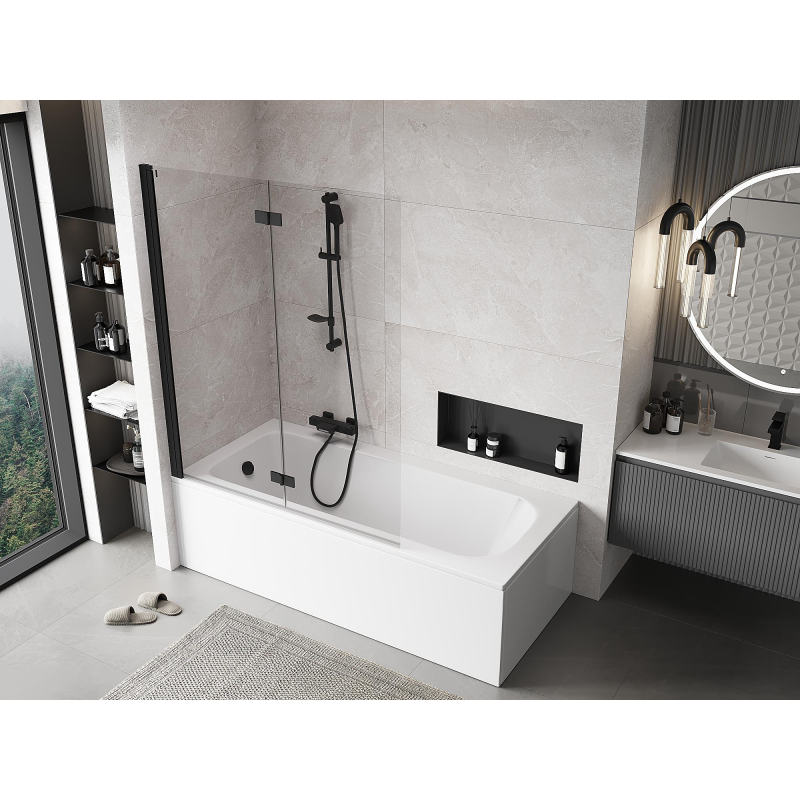 Mexen Mist paravan de duș cu 2 uși, stânga 130 x 150 cm, transparent, negru - 8A9-130-002-70-00-L