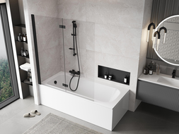 Mexen Mist paravan de duș stânga cu 2 panouri 140 x 150 cm, transparent, negru - 8A9-140-002-70-00-L