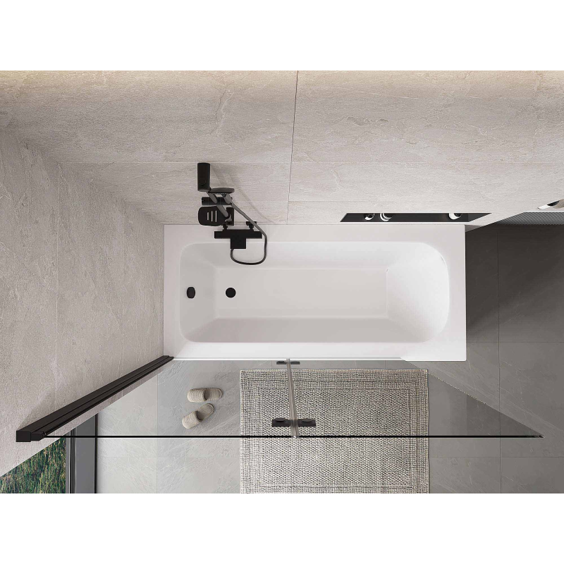 Mexen Mist paravan de duș stânga cu 2 panouri 140 x 150 cm, transparent, negru - 8A9-140-002-70-00-L