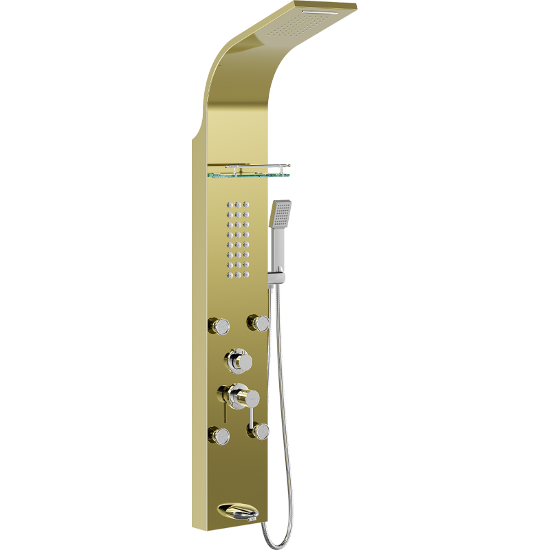 Mexen Adrox zuhany panel kifolyóval, arany - 7613-04-50