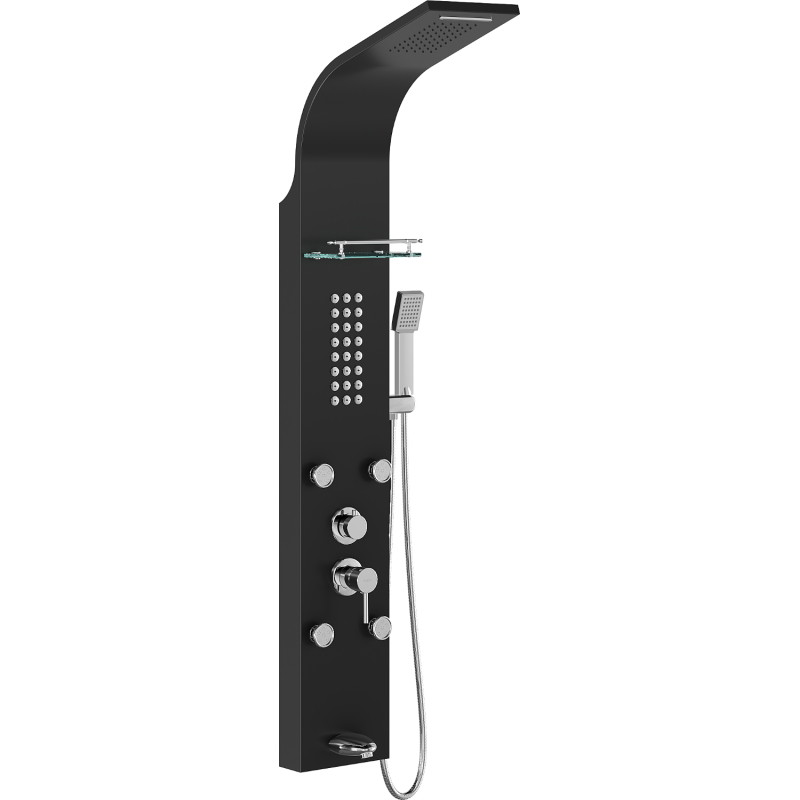 Mexen Adrox panou de duș cu gura, negru - 7613-04-70
