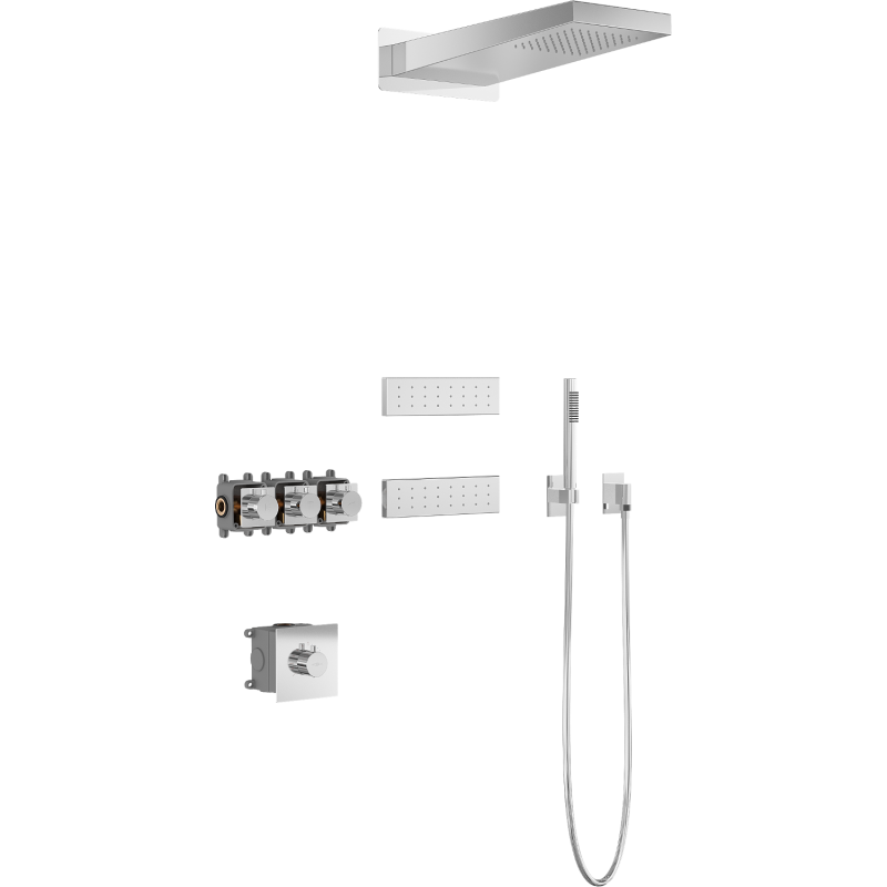 Mexen Fall set de duș încastrat, crom - 7602-04-00