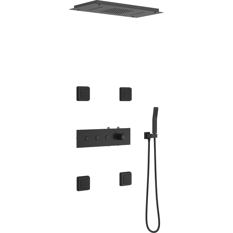 Mexen Soler set de duș încastrat, negru - 7601-04-70
