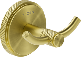 Mexen Gravo kettős törölközőhorog, arany kefe - 70A93012-55
