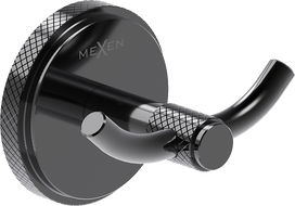 Mexen Gravo dupla törölközőkampó, fekete króm - 70A93012-73
