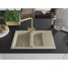 Mexen Gaspar chiuvetă din granit 1,5 camere cu picurător și baterie de bucătărie Duero, bej - 6507-69-671600-50