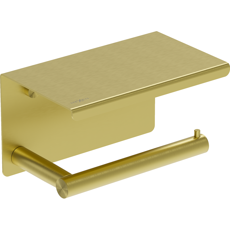 Mexen Loop suport pentru hârtie igienică cu raft, auriu periat - 70A71022-55