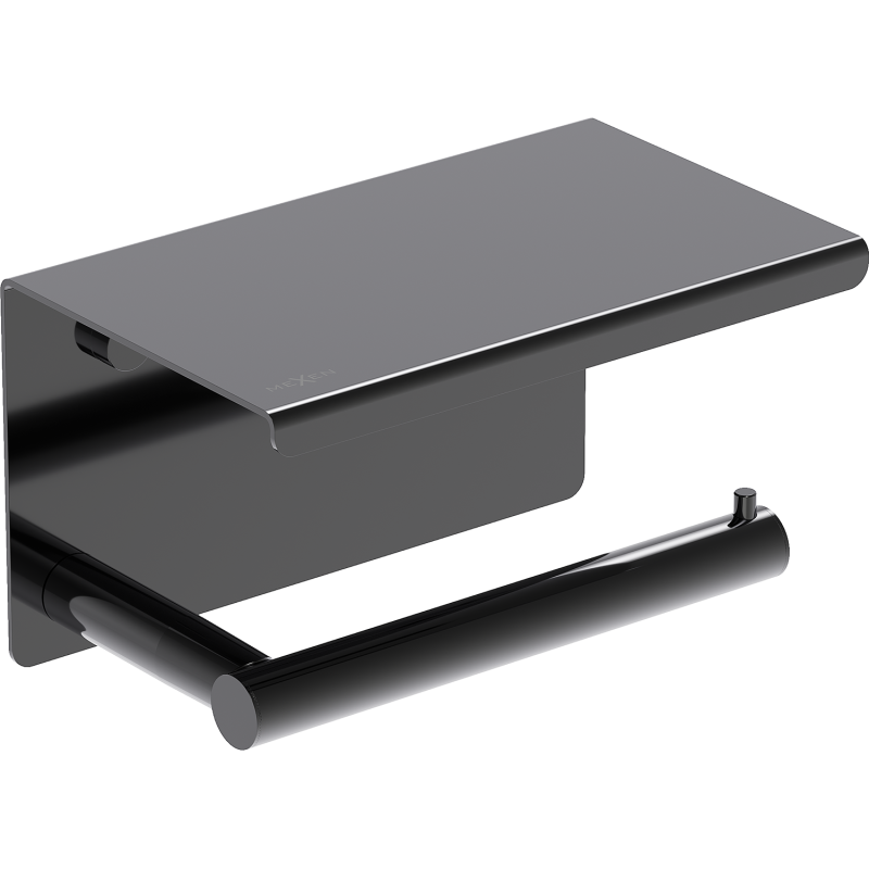 Mexen Loop suport pentru hârtie igienică cu raft, crom negru - 70A71022-73