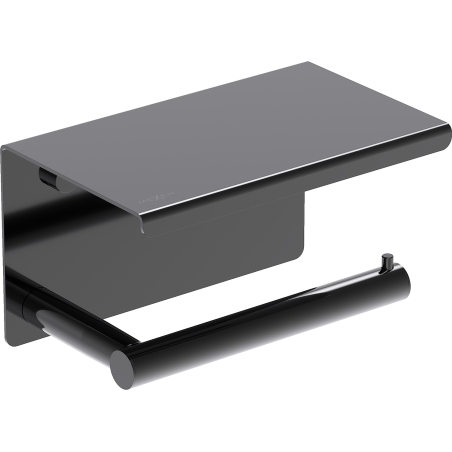 Mexen Loop suport pentru hârtie igienică cu raft, crom negru - 70A71022-73
