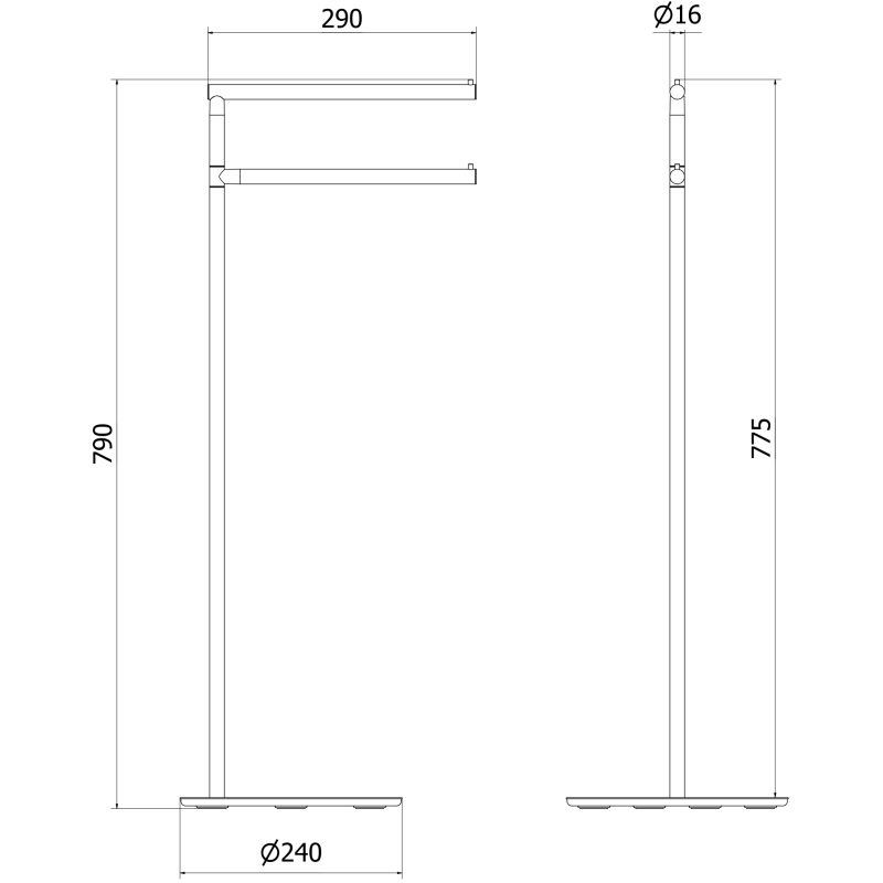 Mexen Loop suport pentru prosoape de podea, gri pistol periat - 70A71097-66