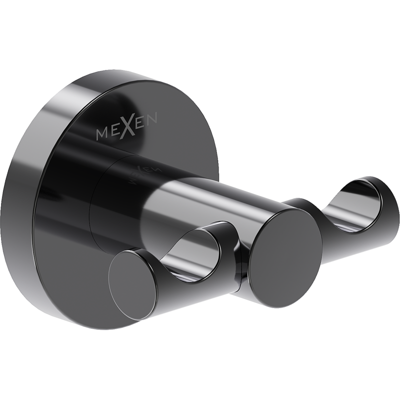 Mexen Ovio cârlig dublu pentru prosop, crom negru - 70A19512-73