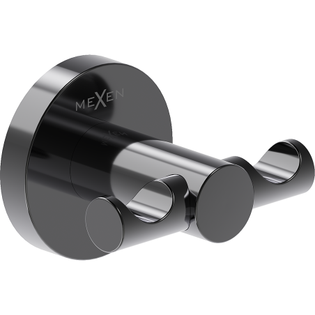 Mexen Ovio kettős törölközőhorog, fekete króm - 70A19512-73