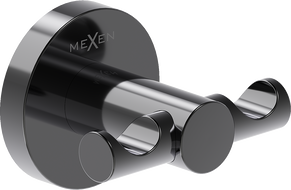 Mexen Ovio kettős törölközőhorog, fekete króm - 70A19512-73