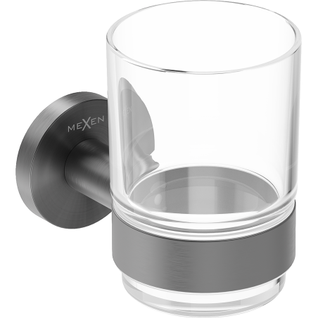 Mexen Ovio fogkefetartó pohár, sötétszürke kefélt - 70A19551-66