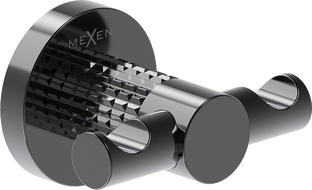 Mexen Triv dupla törölközőakasztó, fekete króm - 70A33012-73