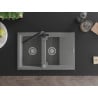 Mexen Gaspar Chiuvetă de granit de 1,5 compartiment cu picurător și baterie de bucătărie Duero, gri - 6507-71-671600-70