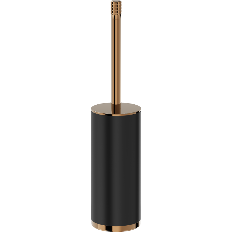 Mexen Triv perie de toaletă cu suport, neagră/aur roz - 70A33073-60B
