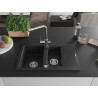 Mexen Gaspar Chiuvetă de granit 1,5-cuvelă cu scurgător și baterie de bucătărie Duero, negru/argintiu - 6507-73-671600-00